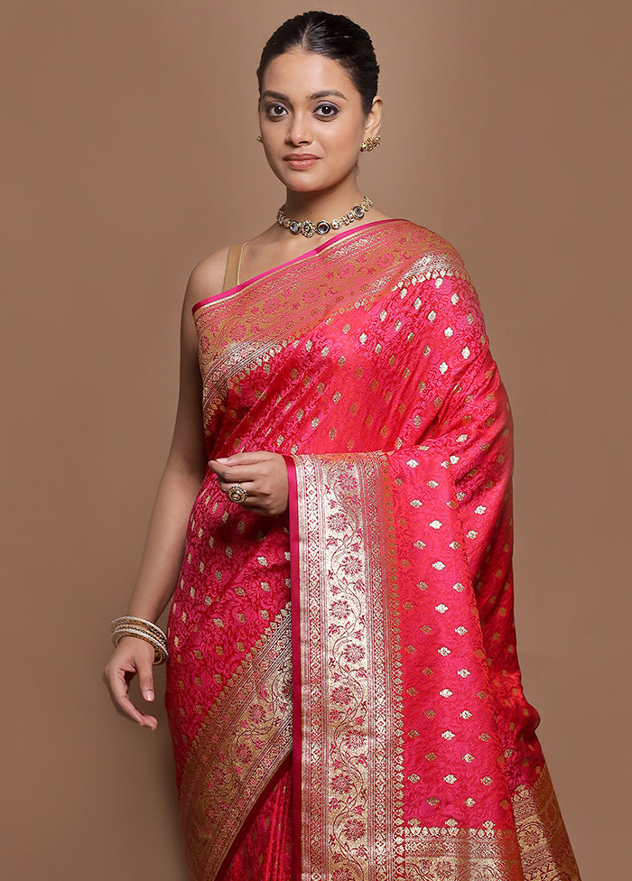 Pink Tanchoi Silk Saree With Blouse Piece
