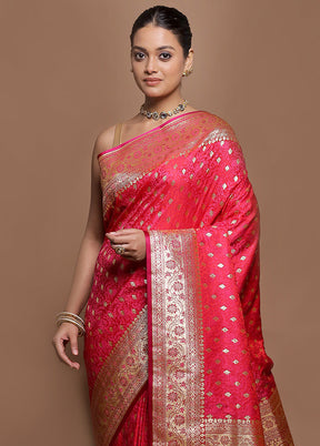 Pink Tanchoi Silk Saree With Blouse Piece