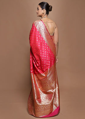 Pink Tanchoi Silk Saree With Blouse Piece