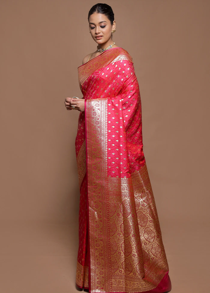 Pink Tanchoi Silk Saree With Blouse Piece