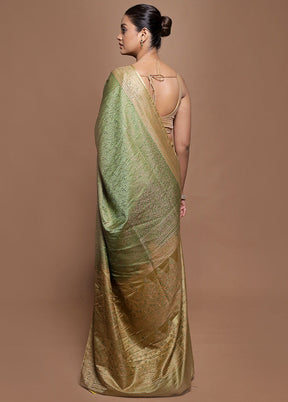 Green Jamewar Silk Saree With Blouse Piece