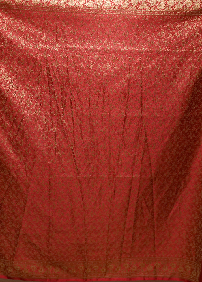 Red Jamewar Silk Saree With Blouse Piece
