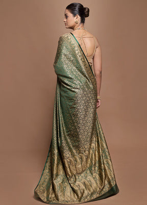Green Jamewar Silk Saree With Blouse Piece