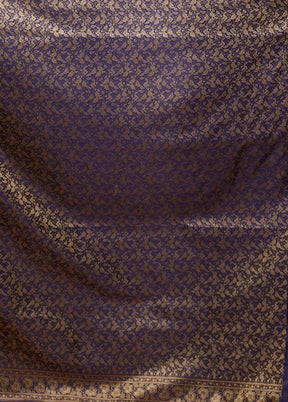 Blue Jamewar Silk Saree With Blouse Piece