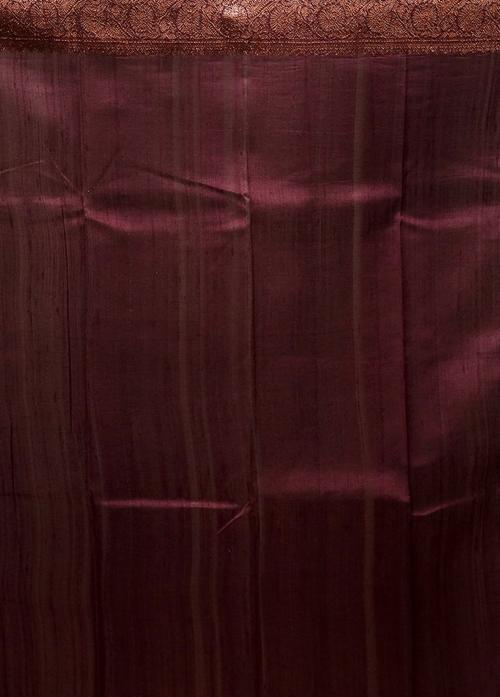 Orange Handloom Tussar Pure Silk Saree With Blouse Piece