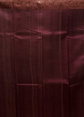 Orange Handloom Tussar Pure Silk Saree With Blouse Piece