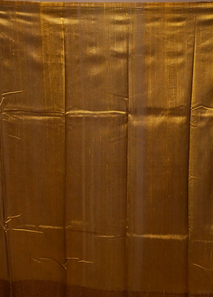 White Handloom Tussar Pure Silk Saree With Blouse Piece