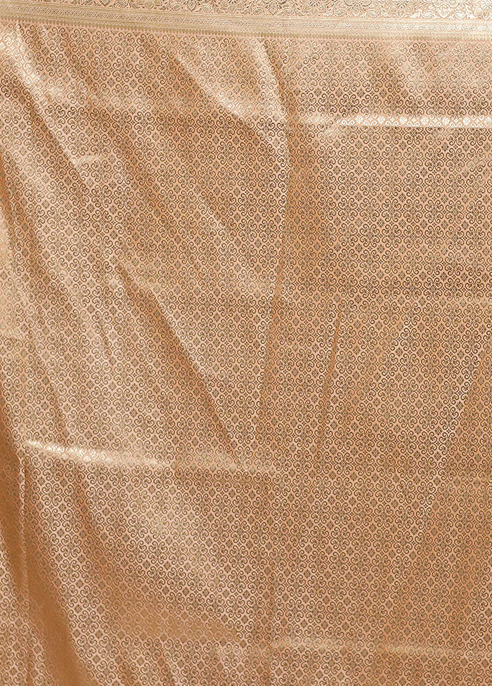 Peach Tanchoi Silk Saree With Blouse Piece