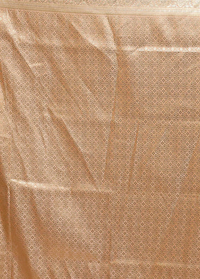 Peach Tanchoi Silk Saree With Blouse Piece