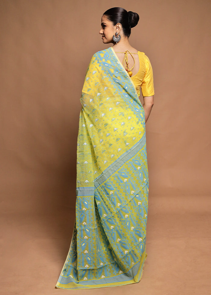 Yellow Tant Jamdani Saree Without Blouse Piece