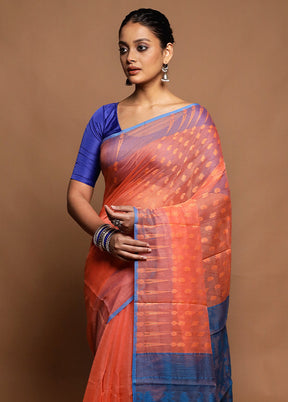 Rust Tant Jamdani Saree Without Blouse Piece