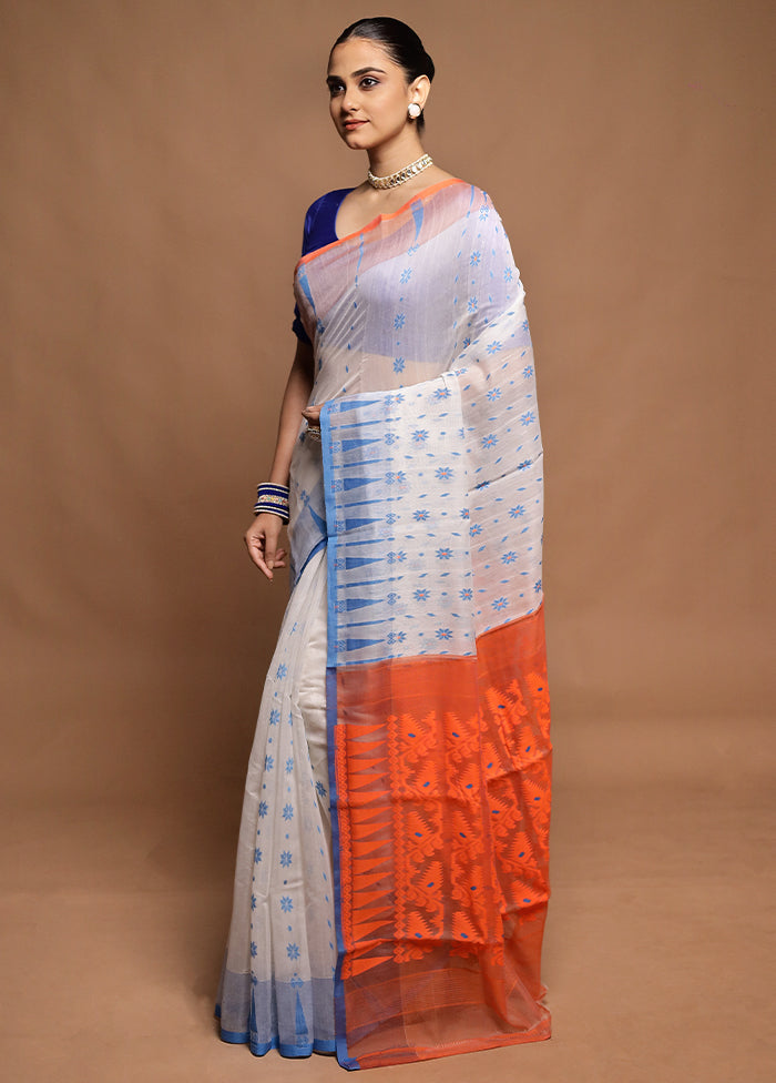 Cream Tant Jamdani Saree Without Blouse Piece