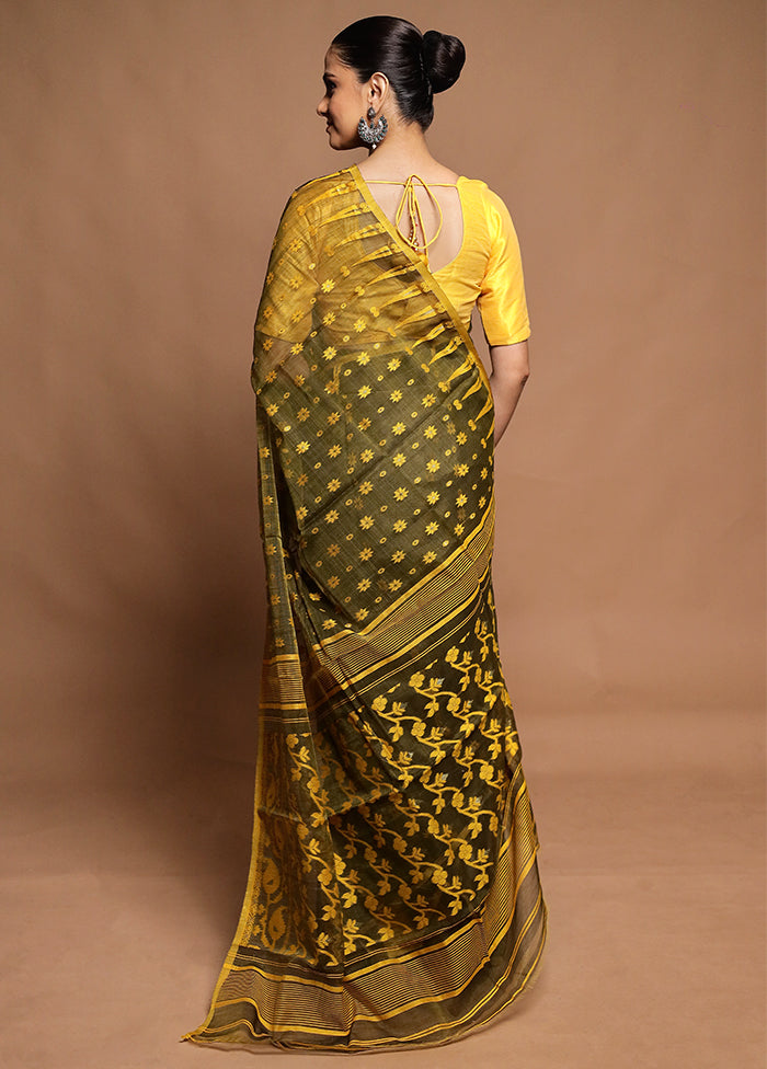Yellow Tant Jamdani Saree Without Blouse Piece