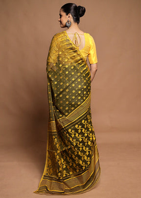 Yellow Tant Jamdani Saree Without Blouse Piece