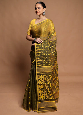 Yellow Tant Jamdani Saree Without Blouse Piece