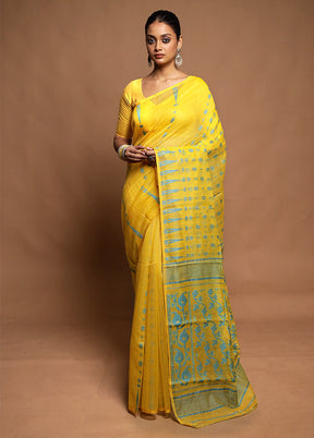 Yellow Tant Jamdani Saree Without Blouse Piece