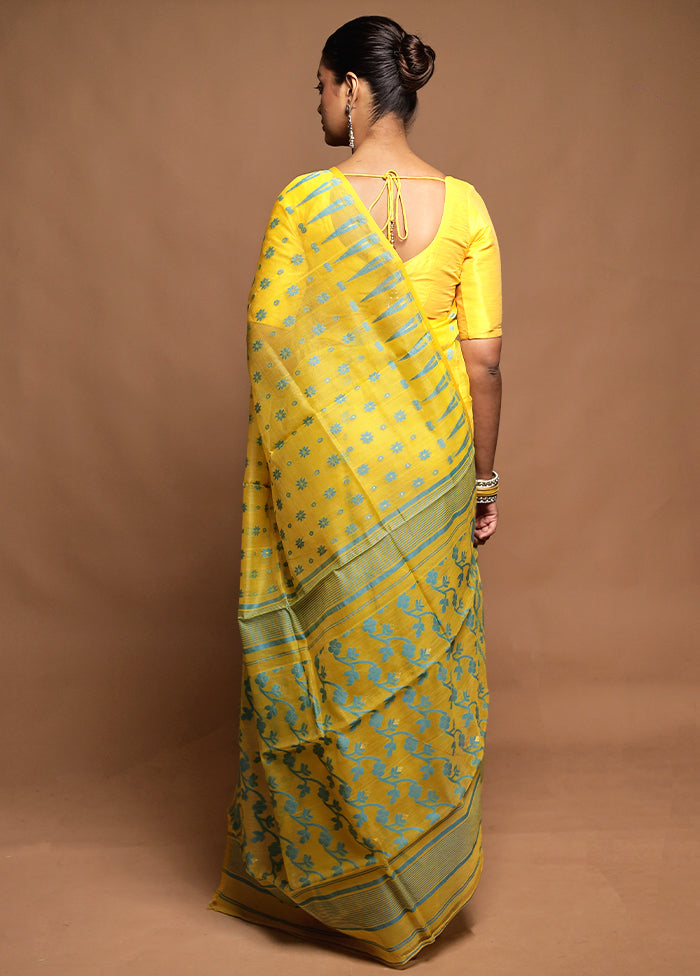 Yellow Tant Jamdani Saree Without Blouse Piece
