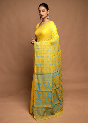 Yellow Tant Jamdani Saree Without Blouse Piece