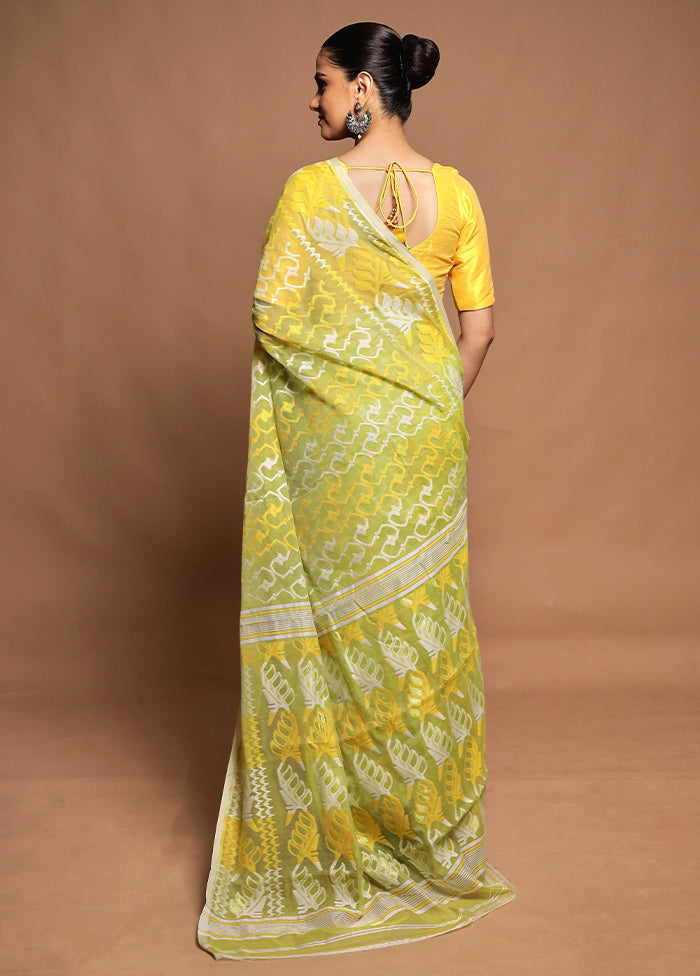 Green Tant Jamdani Saree Without Blouse Piece