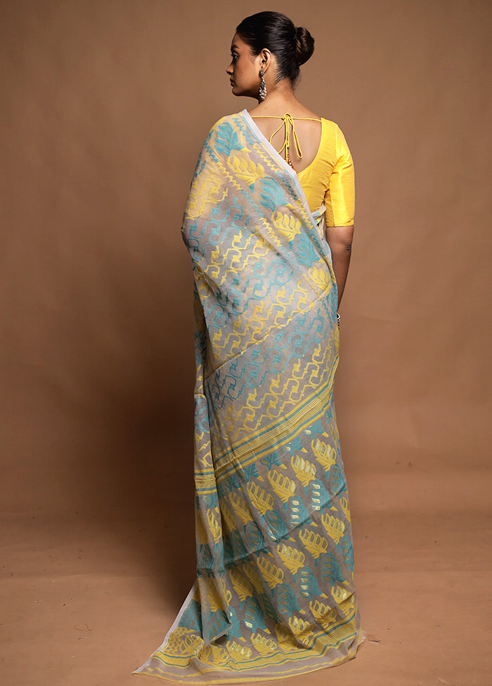 Cream Tant Jamdani Saree Without Blouse Piece