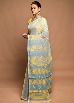 Cream Tant Jamdani Saree Without Blouse Piece