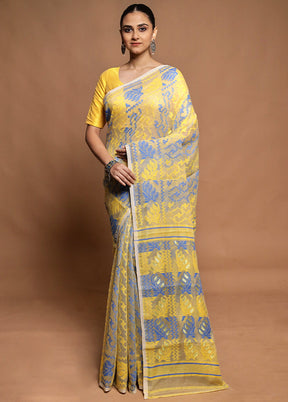 Cream Tant Jamdani Saree Without Blouse Piece