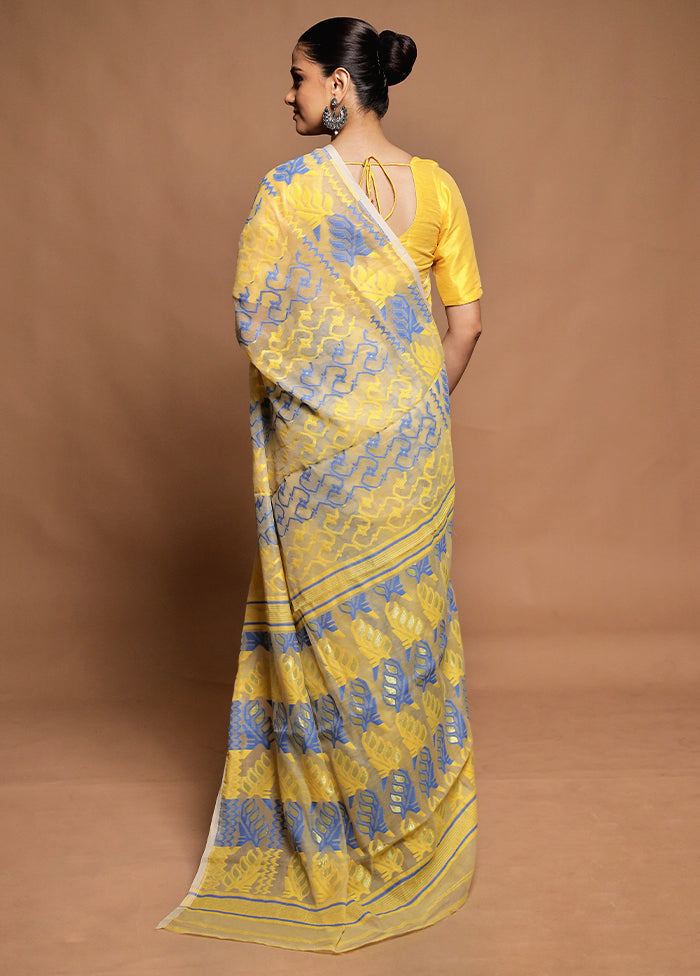 Cream Tant Jamdani Saree Without Blouse Piece