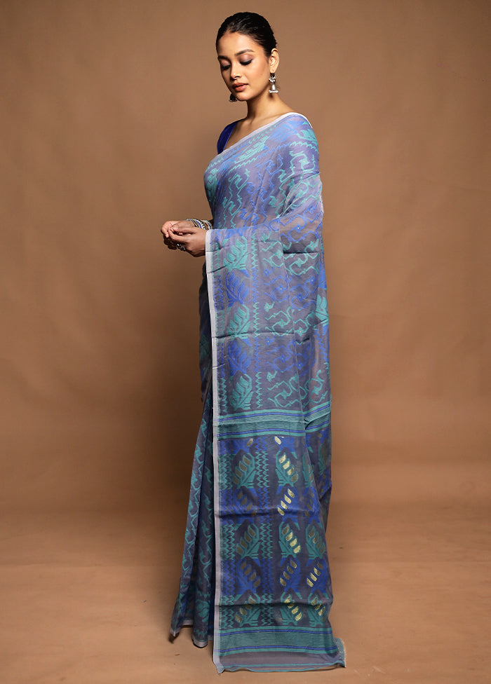 Grey Tant Jamdani Saree Without Blouse Piece