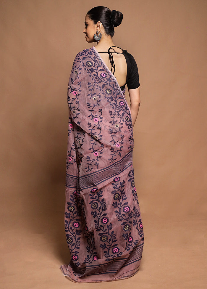 Pink Tant Jamdani Saree Without Blouse Piece