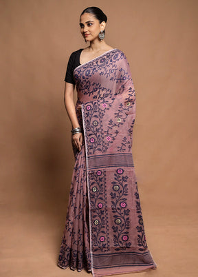 Pink Tant Jamdani Saree Without Blouse Piece
