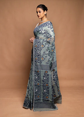 Green Tant Jamdani Saree Without Blouse Piece