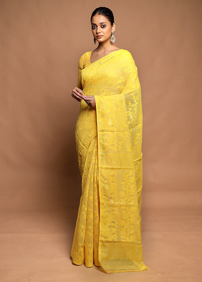 Yellow Tant Jamdani Saree Without Blouse Piece