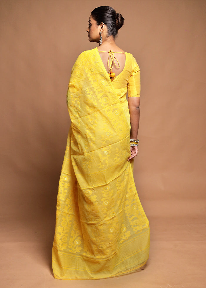 Yellow Tant Jamdani Saree Without Blouse Piece