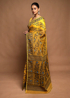 Yellow Tant Jamdani Saree Without Blouse Piece