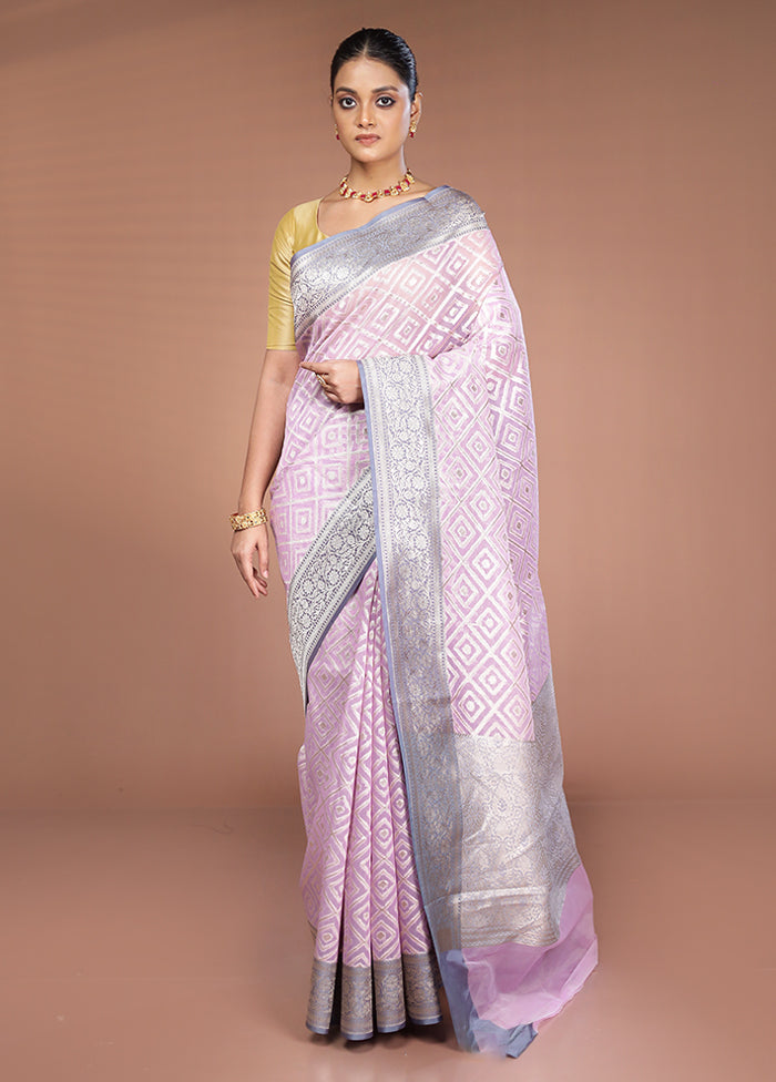 Pink Kora Silk Saree With Blouse Piece