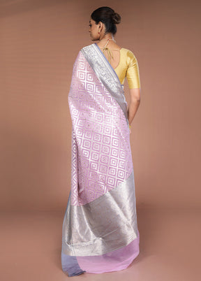 Pink Kora Silk Saree With Blouse Piece