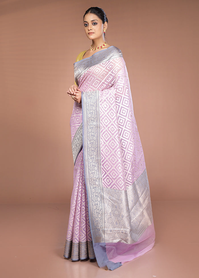 Pink Kora Silk Saree With Blouse Piece