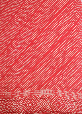 Red Printed Silk Saree Without Blouse Piece