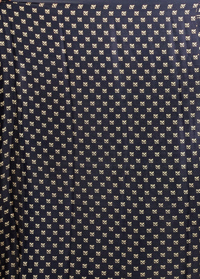 Blue Printed Silk Saree Without Blouse Piece