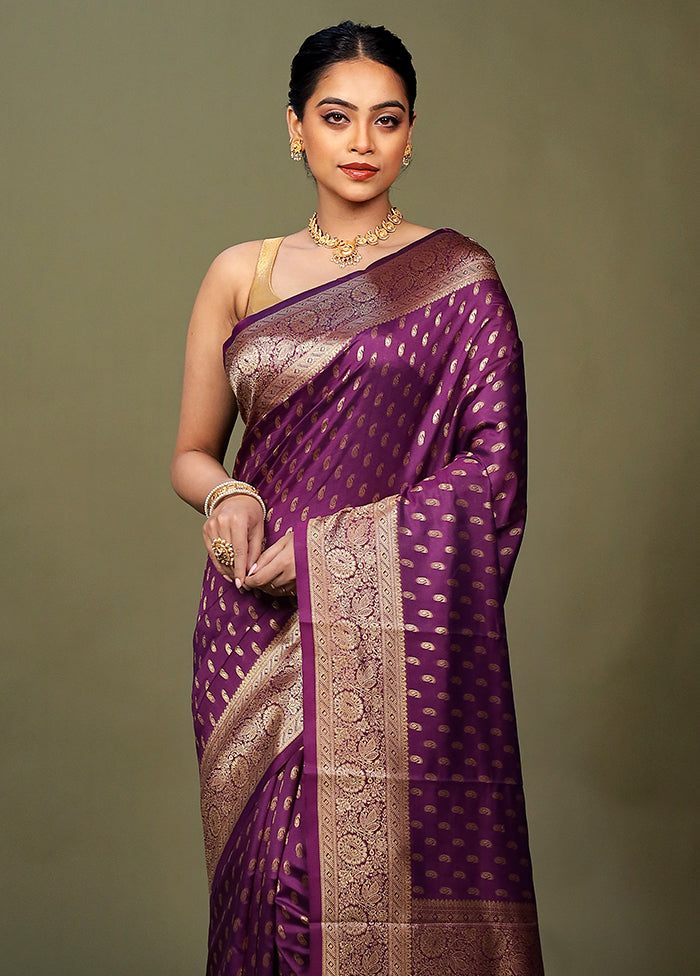 Purple Dupion Silk Saree With Blouse Piece