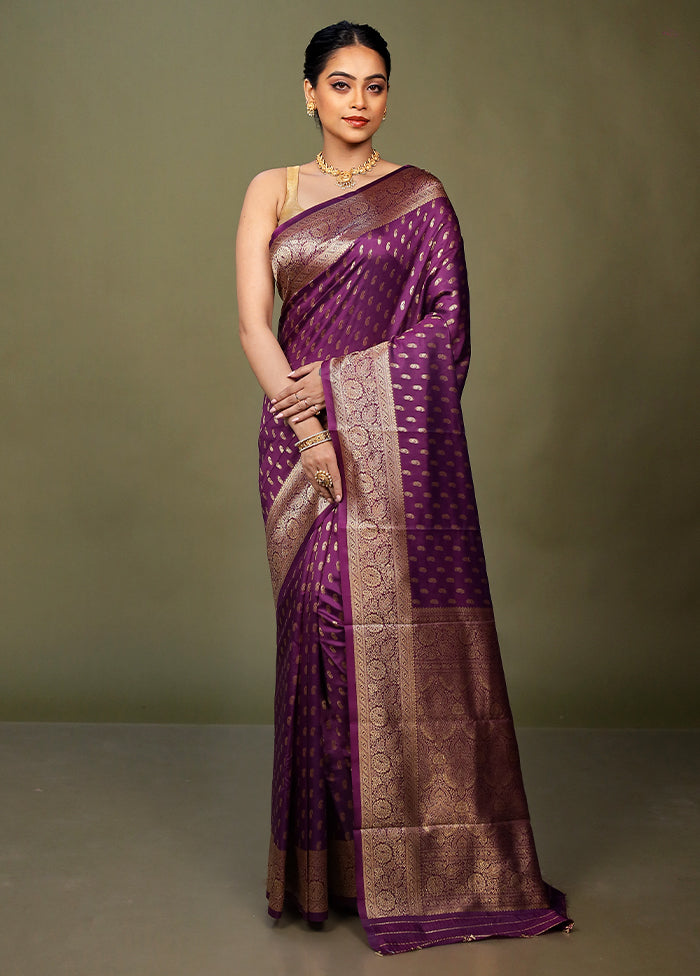Purple Dupion Silk Saree With Blouse Piece