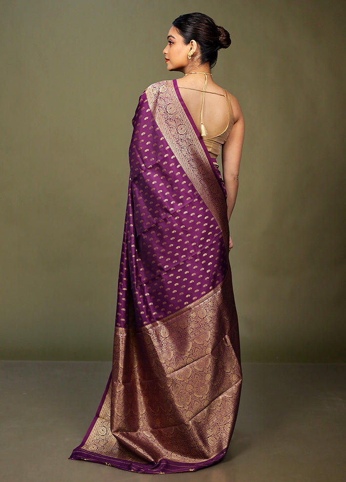 Purple Dupion Silk Saree With Blouse Piece