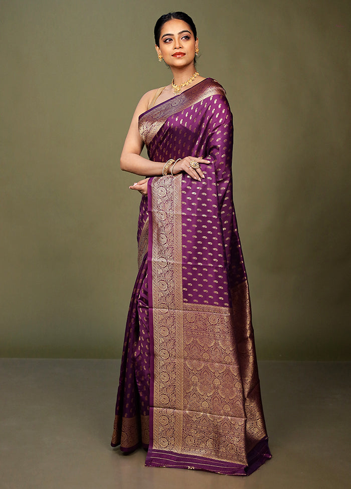 Purple Dupion Silk Saree With Blouse Piece