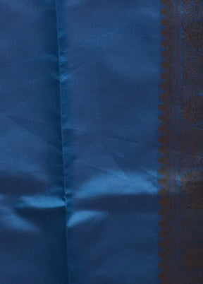 Blue Dupion Silk Saree With Blouse Piece