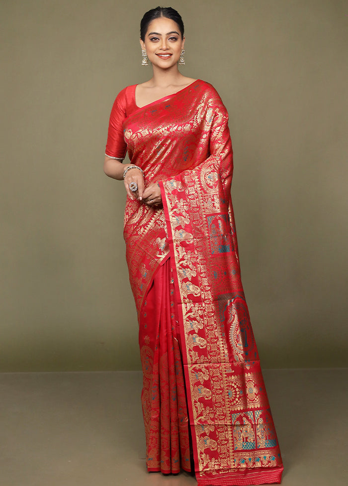 Pink Baluchari Silk Saree With Blouse Piece
