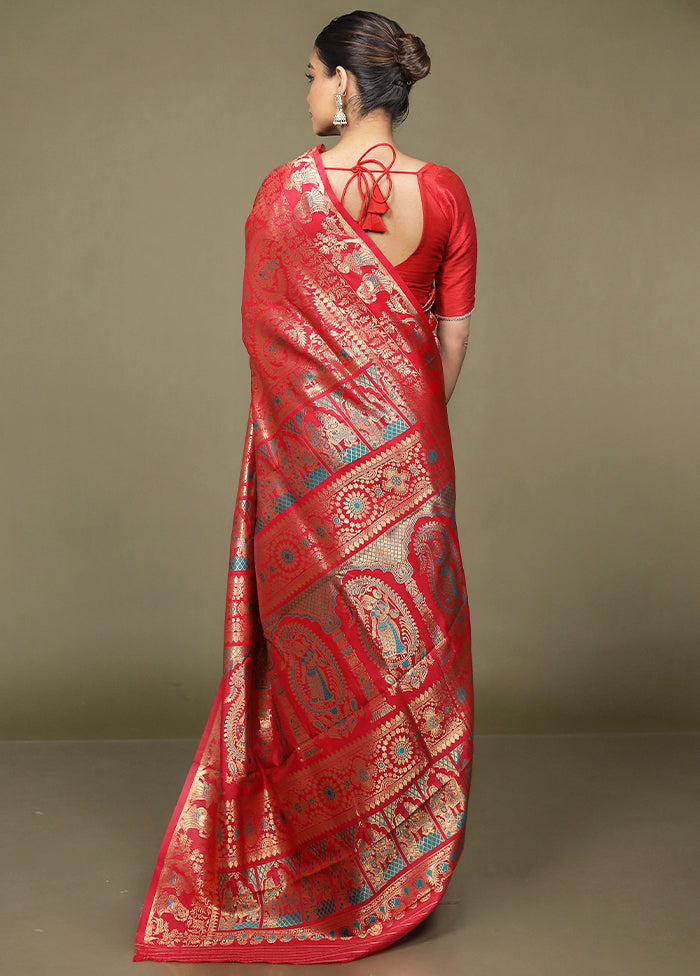 Pink Baluchari Silk Saree With Blouse Piece