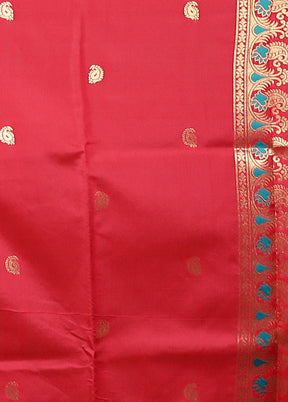 Pink Baluchari Silk Saree With Blouse Piece