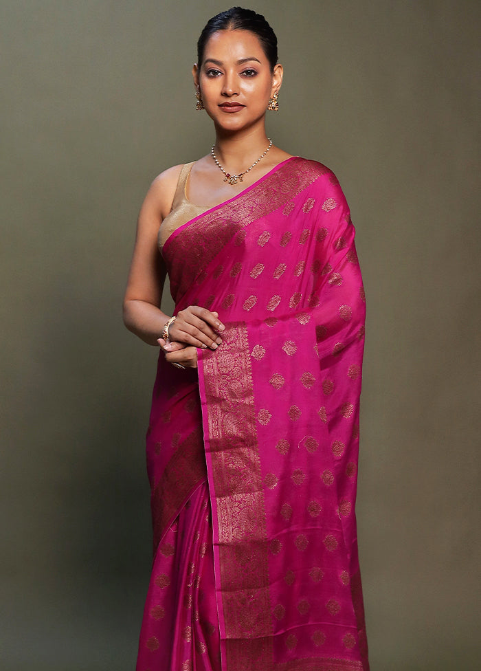 Pink Georgette Saree With Blouse Piece