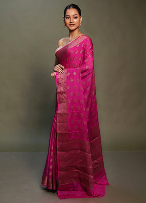Pink Georgette Saree With Blouse Piece