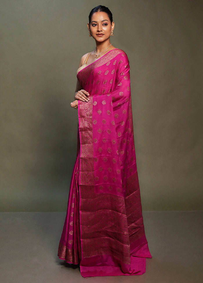 Pink Georgette Saree With Blouse Piece
